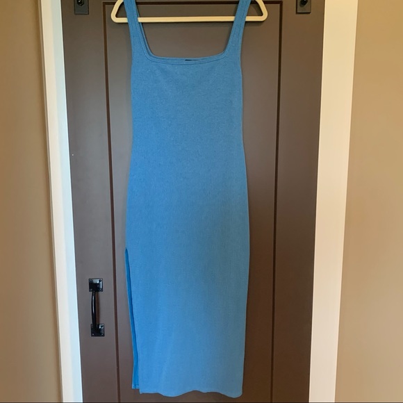 VICI Trixie Square Neck Ribbed Midi Dress - Electric Blue - Picture 4 of 5